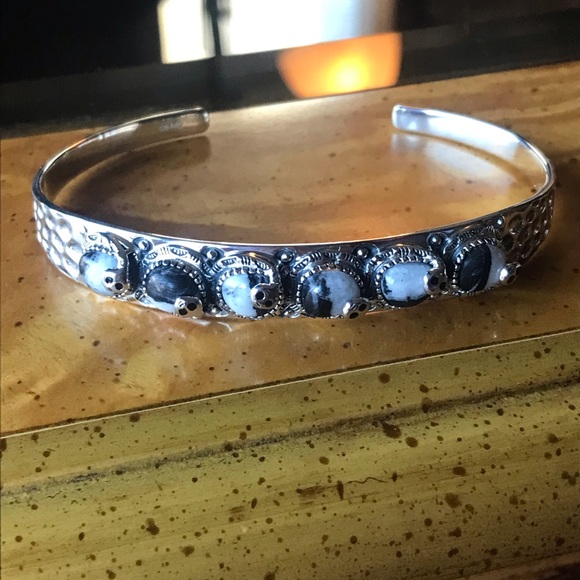 Natural White Buffalo Sterling Silver Snake Bracelet - Picture 1 of 9